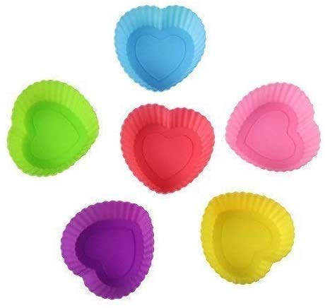 Letgoshop Silicone Cupcake Liners Reusable Baking Cups Nonstick Easy Clean Pastry Muffin Molds 4 Shapes Round, Stars, Heart, Flowers, 24 Pieces Colorful #TOP4