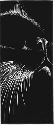 黒猫 ブラック 猫柄 ファッション マイクロファイバー 肌触り ギフト 通気性 プール用 抗菌防臭 ビッグ フェイスタオル 家庭用 業務用 30*70cm