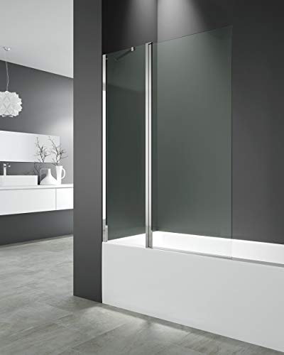 Mampara de bañera - Fijo más Hoja abatible 6 mm con tratamiento anti cal - Medida 150x122 cm - Perfiles aluminio y elevación al girar (TRANSPARENTE)