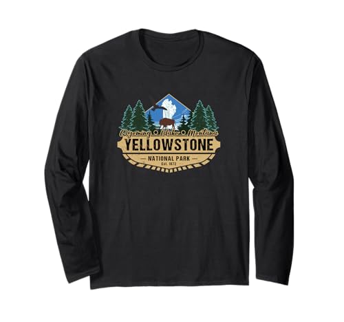 Vecchio Fedele Yellowstone National Park Bison Geyser Souvenir Maglia a Manica
