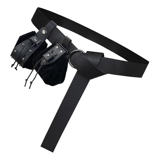PURPLELILY 3x/Set Medieval Clothing Accessories Set For Women Men PU Leather Belt Waist Bag Dices Bag Belt Bag Halloween Cosplay Set