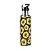 Bottiglia d'acqua vintage gialla con girasoli isolata in acciaio inox grandi bottiglie d'acqua sportive con cannuccia, 92 ml, tazza da viaggio per fitness yoga all'aperto