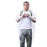 Aiduy Rain Poncho, Emergency Disposable Rain Ponchos with Drawstring Hood and Elastic Sleeve for Adults Men and Women, Survival Kit Accessory for Camping, Hiking, Traveling, Sporting - 5 Pack