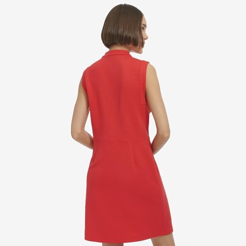 Image of Tommy Hilfiger Women's Sleeveless Split Neck Solid Jacquard Knit Dress