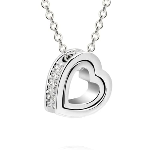 Collar Corazón C! color: oro blanco, adornado con cristales brillantes de Swarovski®