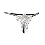 Rhinestone Square Tassel Waist Chain Panties Thongs Summer Beach Crystal Thong Bikini Adjustable Underwear Chain G String Body Jewelry for Women (Tassel)