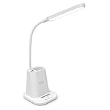 TECHMADE Lampada da Scrivania LED, da Tavolo, Touch Control, Wireless Ricaricabile Telefono, 3 Colori Luce | per Cameretta, Ufficio, Studio |Porta USB Lampada Flessibile e regolabile