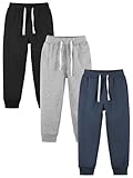 Resinta 3/4 Pack Toddler and Boys Fleece Lined Sweatpants Cotton Kids Jogger Pants with Pockets Drawstring