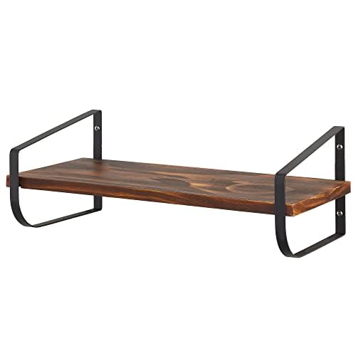 Moderno estante flotante – Estantería estrecha con soportes metálicos resistentes al óxido – Estante de pared para baño, cocina, oficina, etc. – Negro/Natural 4