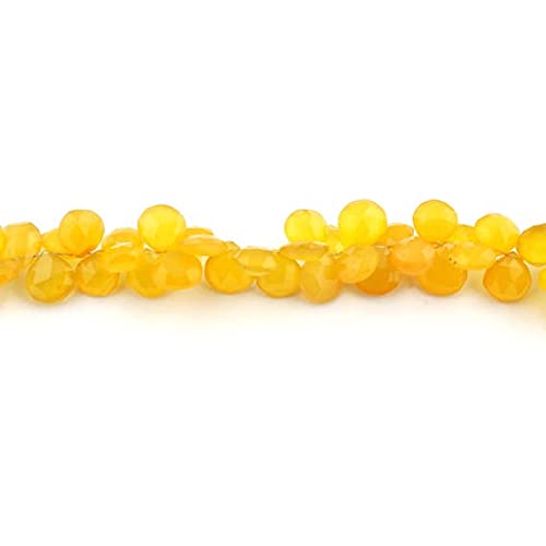 Perles en calcédoine jaune LKBEADS d'exception, briolettes cœur de qualité joaillerie