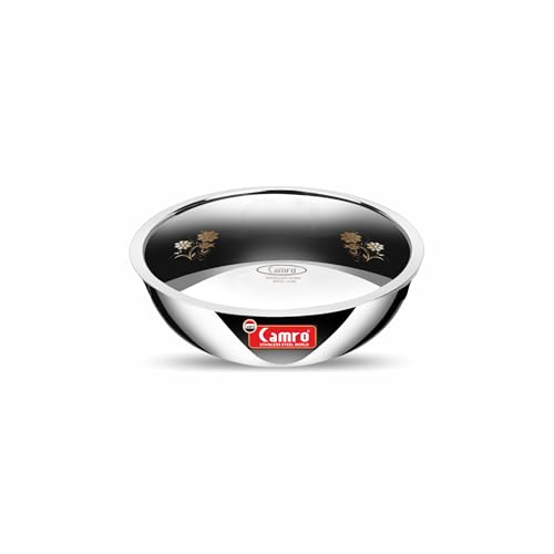 Image of Camro Triply Artisian Tasla (1.8 Liters, 22 Cm) with Steel Lid | Stainless Steel Induction Friendly | 3-Layer Body, Dishwasher Safe | 6 Years Warranty