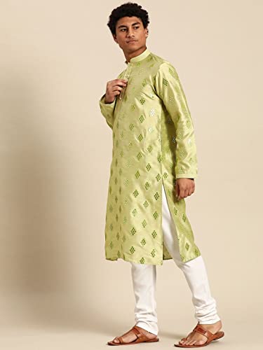 Image of Rajubhai Hargovindas Men's Jacquard Work Kurta Set