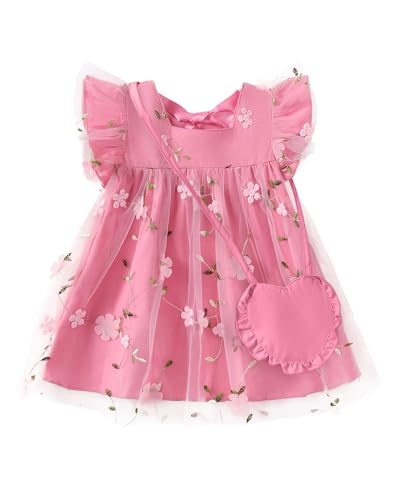 Kucnuzki Baby Girl Clothes Toddler Girls Summer Fairy Tulle Dress Ruffle Fly Sleeve Casual Sundress Cute Outfit for Kids