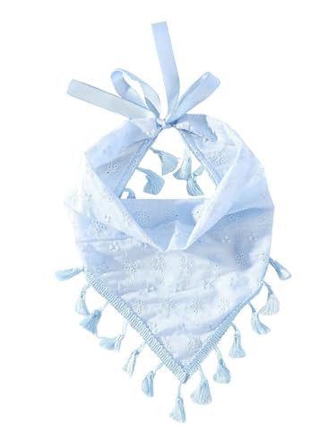 SHENHE Women's Tassel Trim Hair Scarf Headband Eyelet Fringe Triangle Bandana Kerchief Blue One-Size