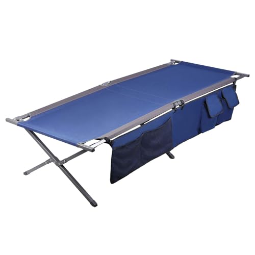 Portal Camping Cot, Sleeping Cots for Adults Portable Folding Cot Heavy Duty Tent Cots for Camping, Camping Bed, Supports 300LBS, Dark Blue