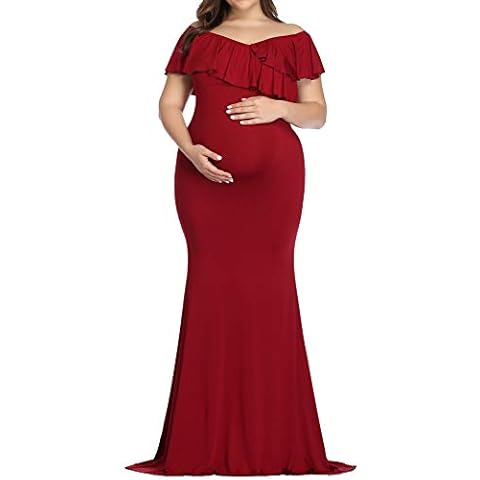 AIEOE Vestido de Maternidad con Falda Chifón y Volantes Cover
