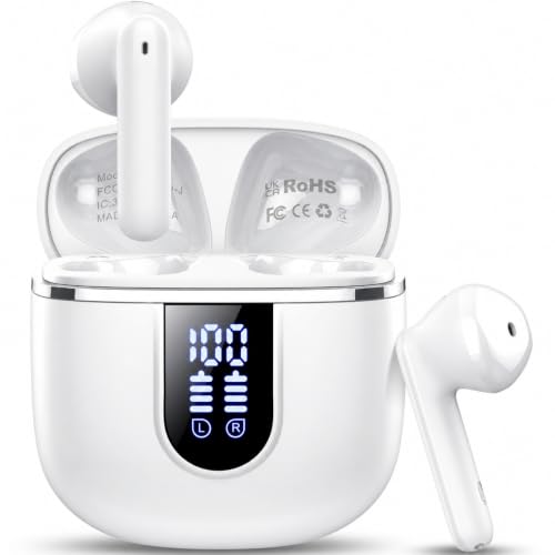 Écouteurs sans fil Bluetooth 5.4 semi-intra-auriculaires son Hi-Fi