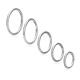 HeraBPJW 5 Pcs Hoop Nose Ring,G23 Titanium 18G Septum Ring Body Piercing Jewelry,6mm/7mm/8mm/9mm/10mm-Silver