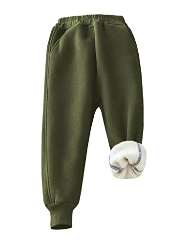 Gihuo Unisex Boys Girls Winter Warm Sherpa Lined Sweatpants Jogger