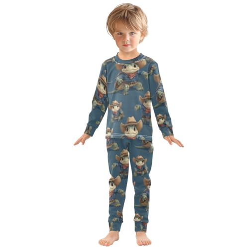 Pajama Sets Long Sleeve Cowboy Turtle Pattern Soft Comfy Sleepwear 2 Piece PJS 3-8T2