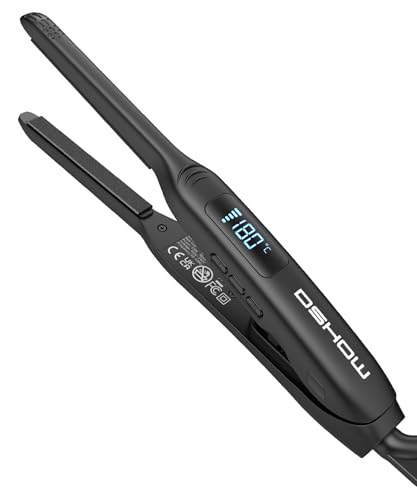 DSHOW ミニヘアアイロン ストレート＆カール 2 way 9mm 男女兼用160~220℃ 温度調整 LEDスクリーン 海外対応 自動OFF