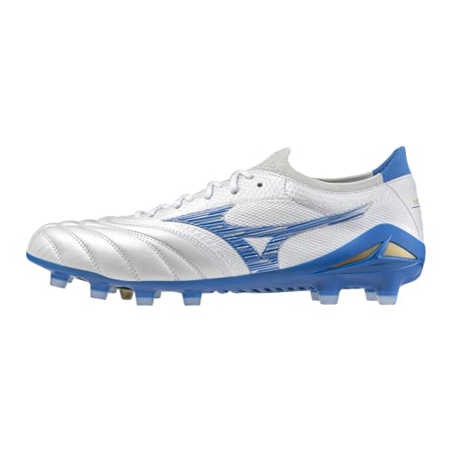 Mizuno Morelia Neo IV Beta Made in Japan KL Soccer Shoe | K Leather Soccer Boot | White/Mugen Blue | US Men's 9