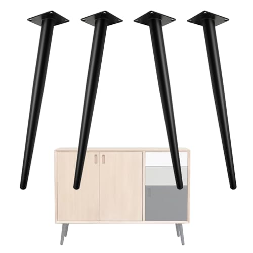 Modernas 4 patas de metal para muebles de 61 cm, patas de mesa de acero resistente para escritorios, mesas de comedor, sofás, armarios, altura ajustable, acabado negro, diseño vertical/inclinable