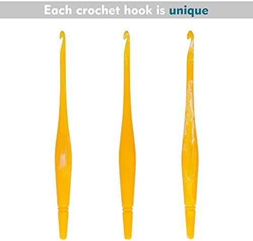 Ommi Ergonomic Handle Crochet Hooks | Handcrafted 7 Crochet Hook | Knitting Needle, Craft Yarn Weave | Best Gift! (Yellow, 6.5 mm)