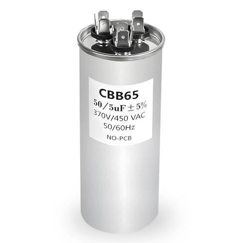 3313107.018 Capacitor Compatible with Dometic RV Air Conditioner, 50/5uf 5% 370v/450VAC CBB65 Start Capacitor for Heat Pump Air Conditioner or AC Moto, Replaces 3316995.900, 3316348.900, 3100248.487