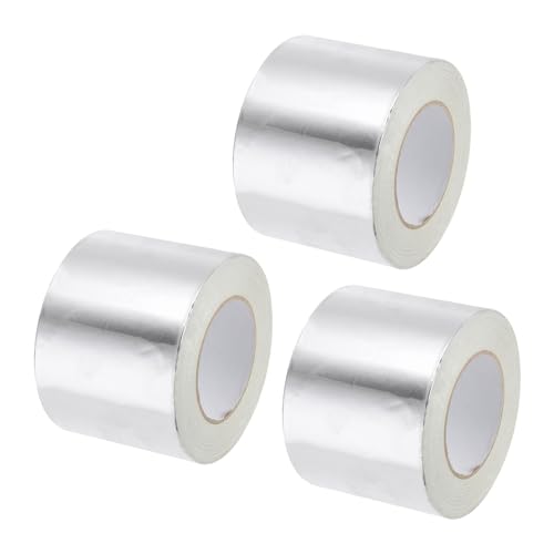 Image of uxcell Aluminum Foil Tape 3 Inch x 55 Yards Silver High Temperature Tape for HVAC, Sealing, Patching Hot and Cold Air Ducts 3 Pcs