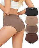 MQHZZJI Seamless High Waisted Underwear for Women, No Show Cheeky Ribbed Bikini Panties, Breathable & Comfortable