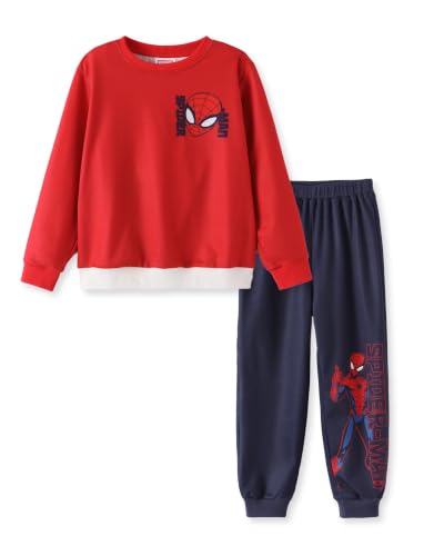 Disney Teen Boy Spiderman Crewneck Top Jogger Set Kid Color Block 8-9 Years
