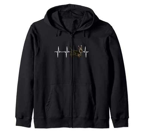 Scottish Terrier Heartbeat Love My Dog Zip Hoodie, Black
