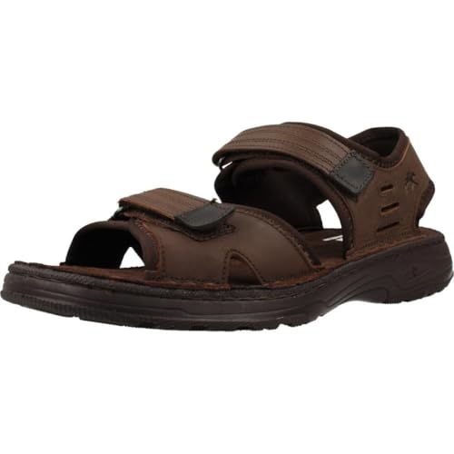 Fluchos - Sandalias de Piel para Hombre, Plantilla Acolchada, F2197 Marron/Negro...