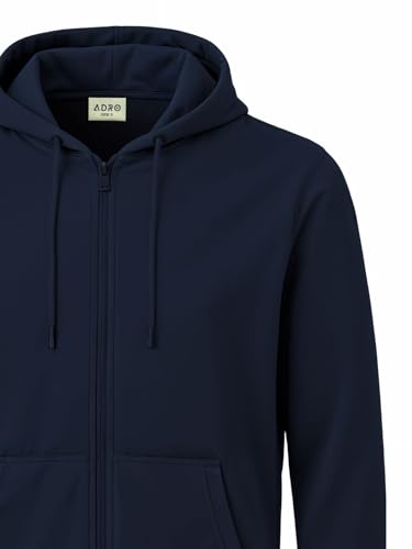 Image of ADRO Mens Cotton Solid Zipper Hoodie Sweatshirts