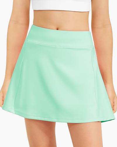 Stelle Girls Tennis Skirts with Pockets Athletic Skorts Inner Shorts High Waisted Sports Golf Running Skirt（Mint Green,S） — view 5