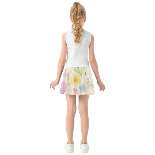 Athletic Shorts Girls Skorts Kids Tennis Skirts Clothes Butterfly Skirt Cute White Rabbits Tulips Colorful 3t4