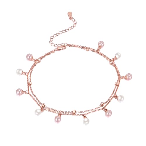 Image of CRMAD Moonstone Moon /star /daisy /turquoise /rose flower /cat /Hecate /airplane /pearl /Chakra /rose pearl /butterfly /wave /starfish Anklet for Women Sterling Silver Anklet Irish Jewelry