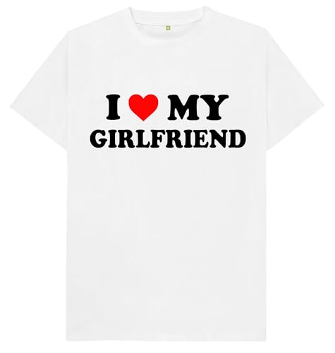 Image of I Love My Girlfriend Soulmates Gift Kids Womens Mens T Shirt XL White