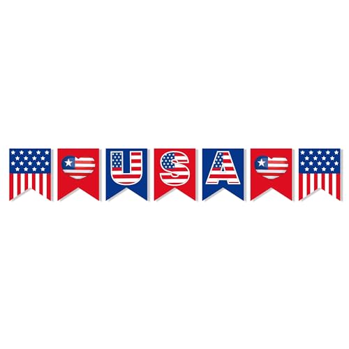 Image of USA Banner, American Independence Day Party Sign Decorations, US Patriotic Theme Supplies, 4th of July Decor