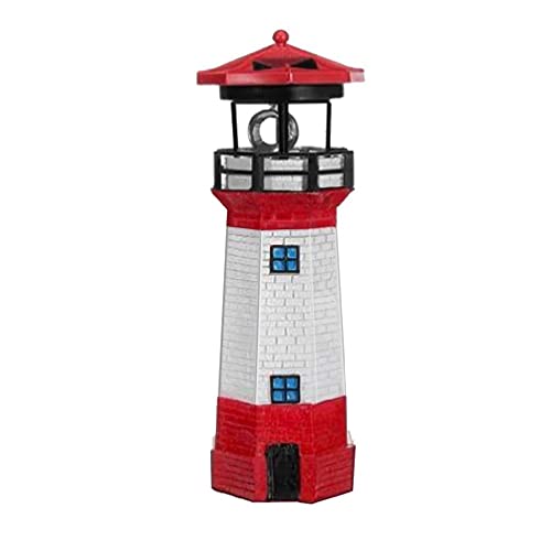 Techinal Solar Lighthouse LED Solar Power Lighthouse Statue Rotating Outdoor Lights Garden Yard Craft Ornament Garden Accessories Ornaments Lights
