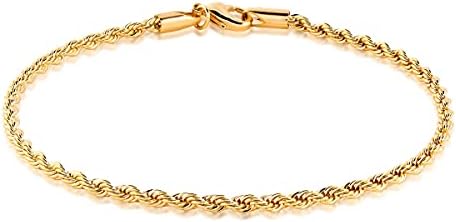 Barzel 18K Gold Plated Braided Rope Anklet for Women - Made In Brazil