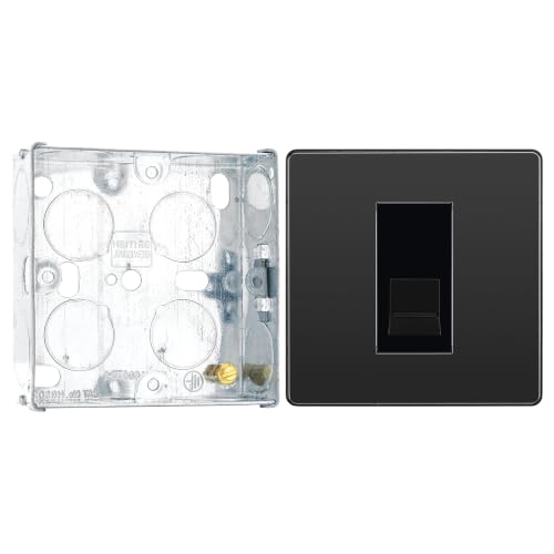 Image of BG Evolve Black Chrome 1 Gang Master Telephone Outlet PCDBCBTM1B with 25mm Steel Back Box