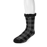 Muk Luks Men's Cabin Socks, Dark Grey Heather, L/XL