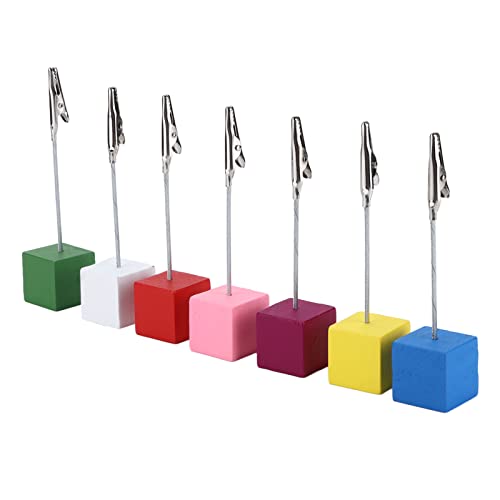 Porte-numéros de table, pince à notes élégante 7 pièces pratiques avec base en bois pour mariage pour photos de table pour numéros de table