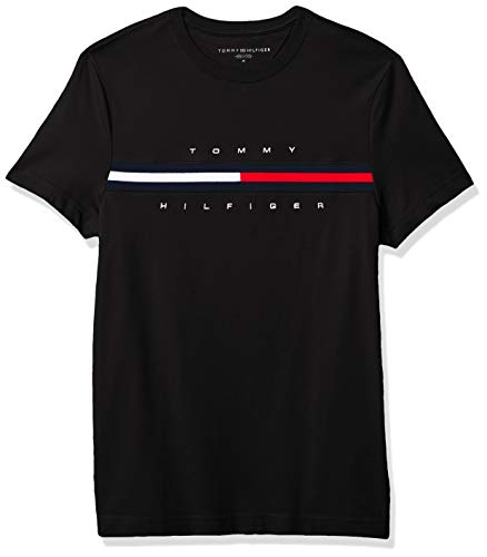 Tommy Hilfiger Men's Regular Short Sleeve Logo T-Shirt, The Deep Black, X-Large