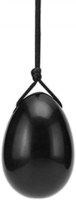 Natural Black Obsidian Stone Yoni Eggs Jade Egg Set for Women Health and Wellness Kegel Exercise Massage Stone - ONE Medium Size About 40x25mm