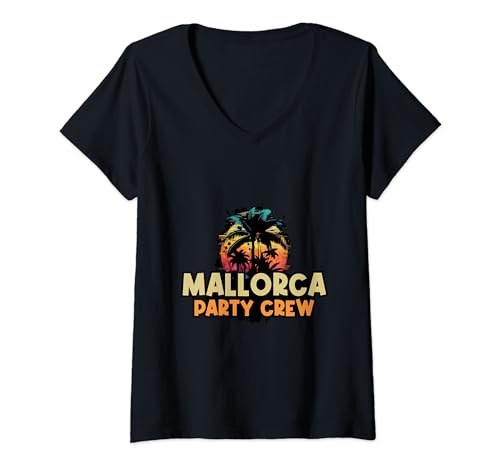 Womens Mallorca Party Crew | Vacay Team V-Neck T-Shirt
