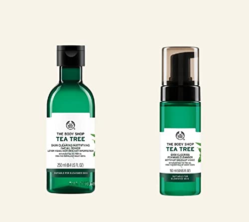 The Body Shop Tea Tree Duo Set 100% Vegan Facial Cleanser 150ml and Mattifying Toner 250ml