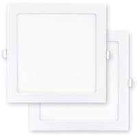 Popp- Pack 2 Downlight LED Techo Extraplano Plafón Cuadrado Blanco, Iluminacion 18w,4000k Luz Neutro,chip OSRAM, Incluye Transformador (4000K, 18W)
